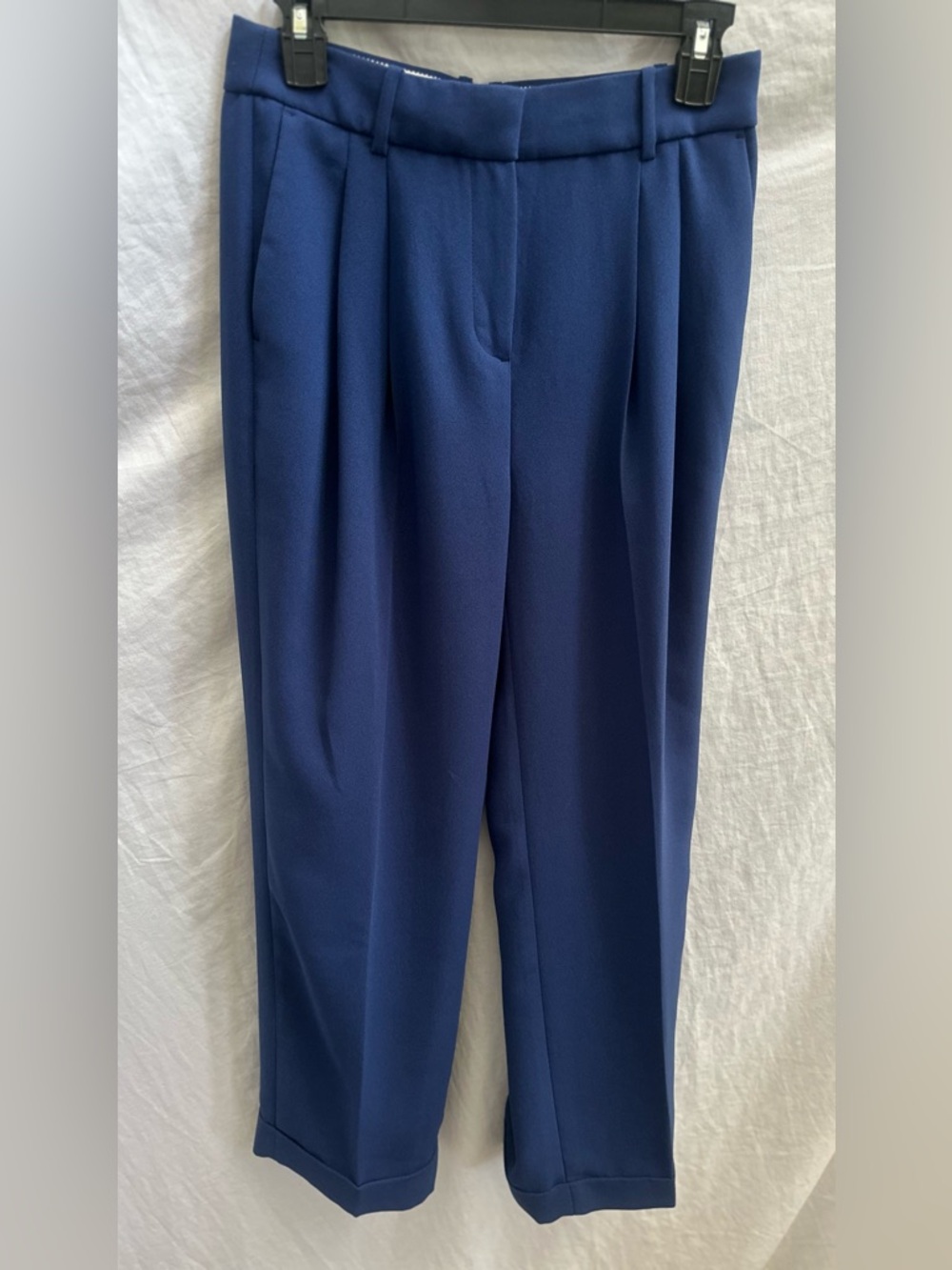 J. Crew Navy Pleated High-Rise Crepe Trousers - Picture 2 of 11